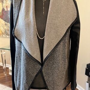 NEW! Jack "Herringbone" Sweater Jacket with Faux Leather Sleeves/Trim